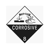 Corrosive 8 - Dangerous Goods Label 100mm x 100mm - 500/roll