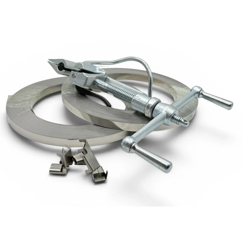 Stainless Steel Strapping, Knockdown Seals and Tensioning Tool