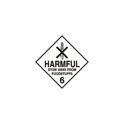 Harmful Stow Away from Foodstuffs - Dangerous Goods Label 100mm x 100mm - 500/roll
